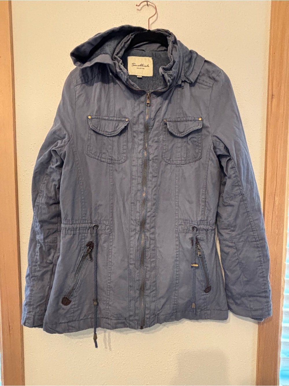 Snobbish Women's  Hooded Utility Jacket in Dusty Blue